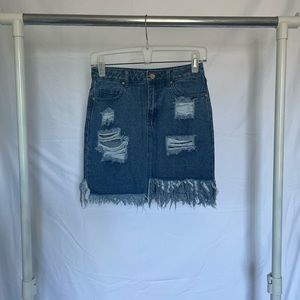 Distressed Jean Skirt